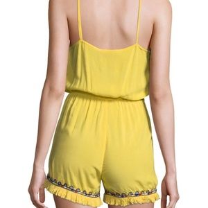 Pia Pauro Pants - PIA PAURO Blazing Yellow Embroidered ROMPER Pia Pauro Pants - PIA PAURO Blazing Yellow Embroidered ROMPER